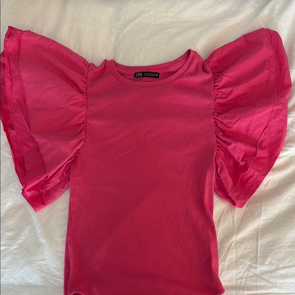 Zara Pink Puff Sleeve Bodysuit